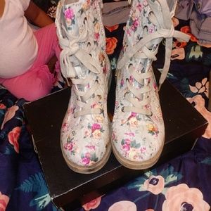 Floral ankle boots